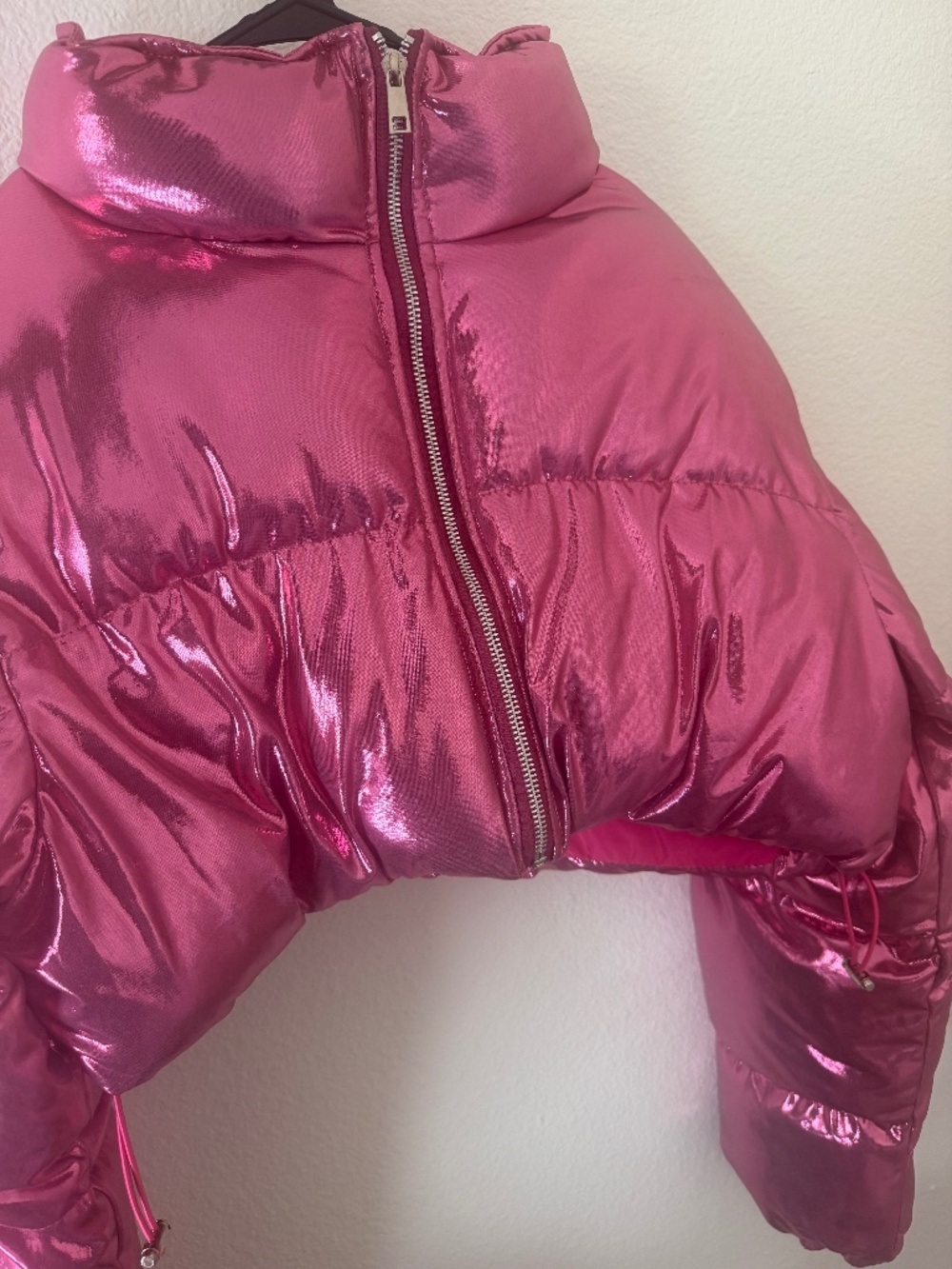 Pink Holographic Puffer Coat
